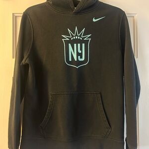 Nike Black Hoodie with Light blue NY Gotham logo. Size youth XL